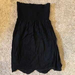 American Eagle black strapless eyelet cotton dress size large